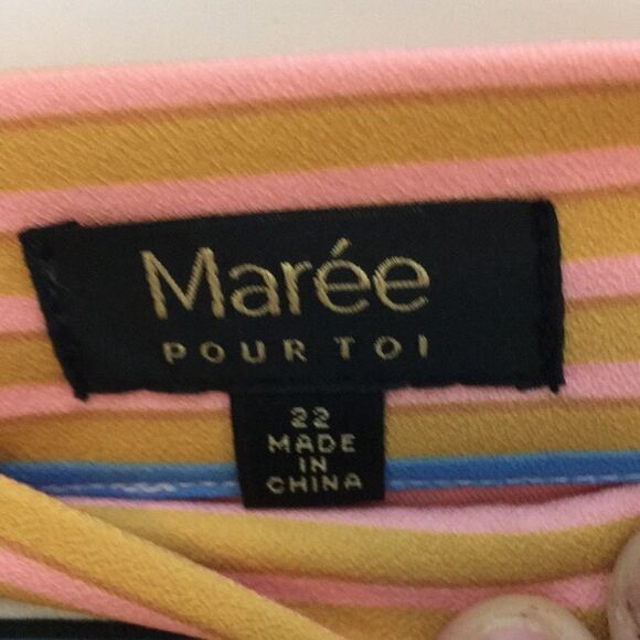 Maree Pour Toi Striped Pink and Green Slit Pants Sz 22 - Picture 10 of 16